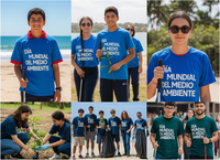 Personas con discapacidad visual interactuando con la naturaleza. Imagen generada con IA