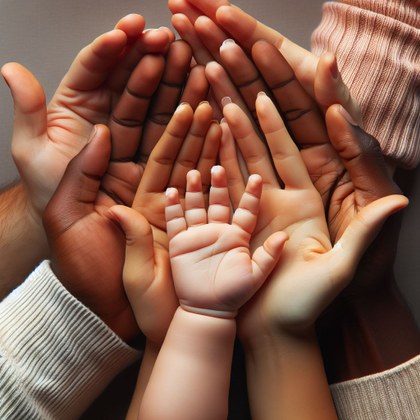 Conjunto de manos de personas de diferentes edades unas sobre otras