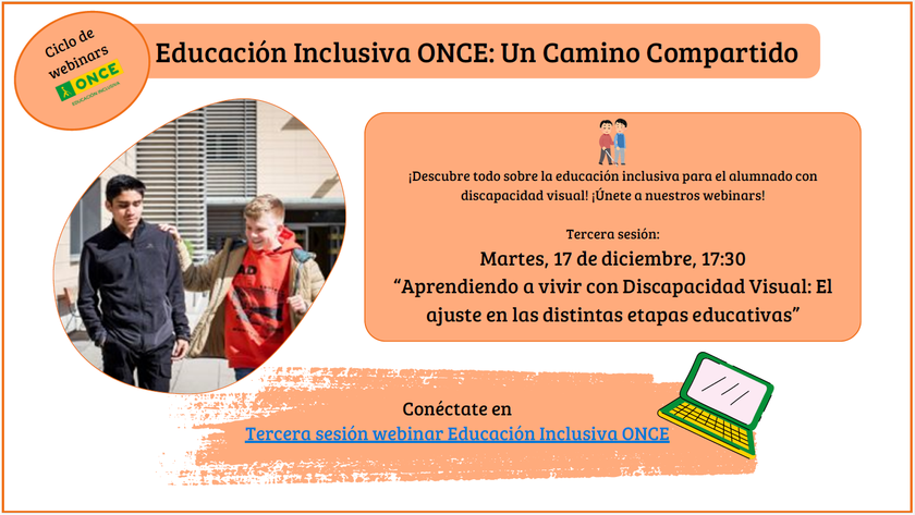 Cartel del tercer webinar de los servicios educativos de la ONCE