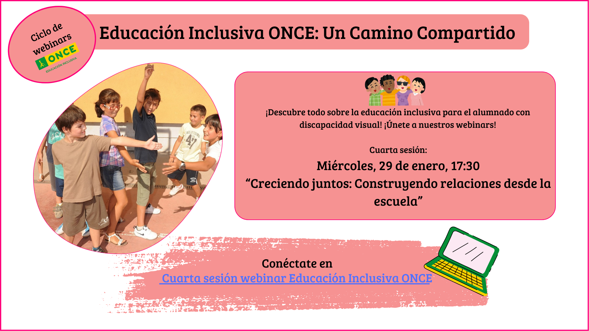 Cartel del cuarto webinar de los servicios educativos de la ONCE