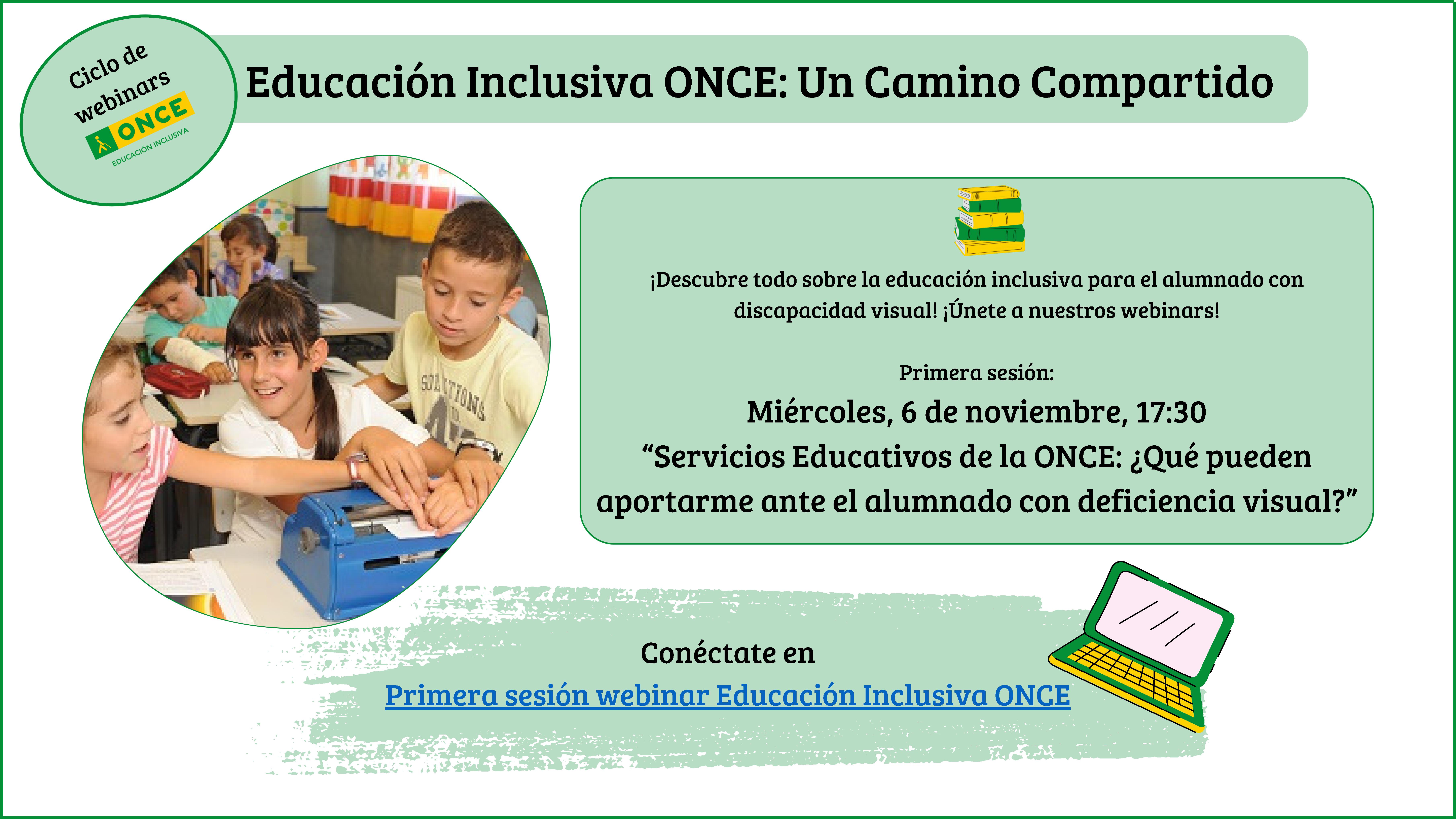 Cartel del primer webinar de los servicios educativos de la ONCE