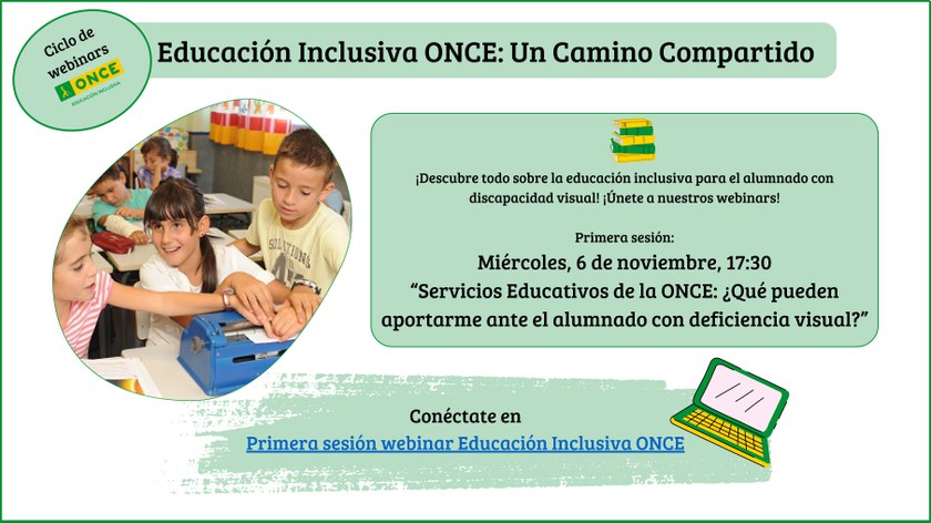 Cartel del primer webinar de los servicios educativos de la ONCE