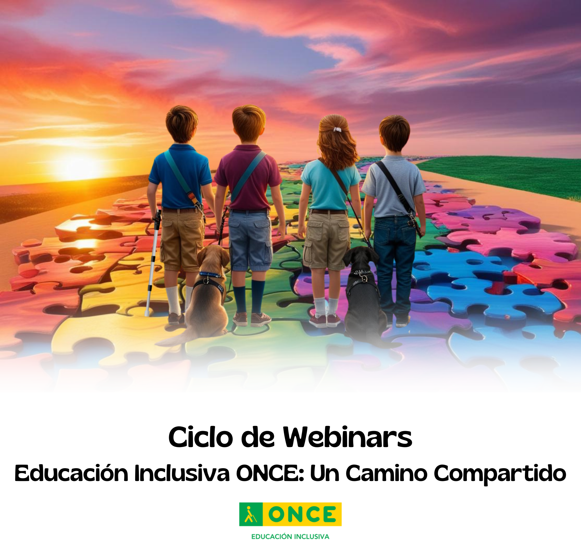 Imagen de la invitación al primer webinar de los servicios educativos de la ONCE