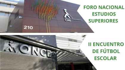 Cartel con imagen del CRE de Madrid y de Sevilla