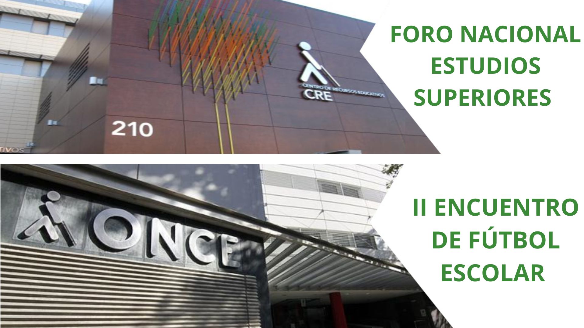 Cartel con imagen del CRE de Madrid y de Sevilla